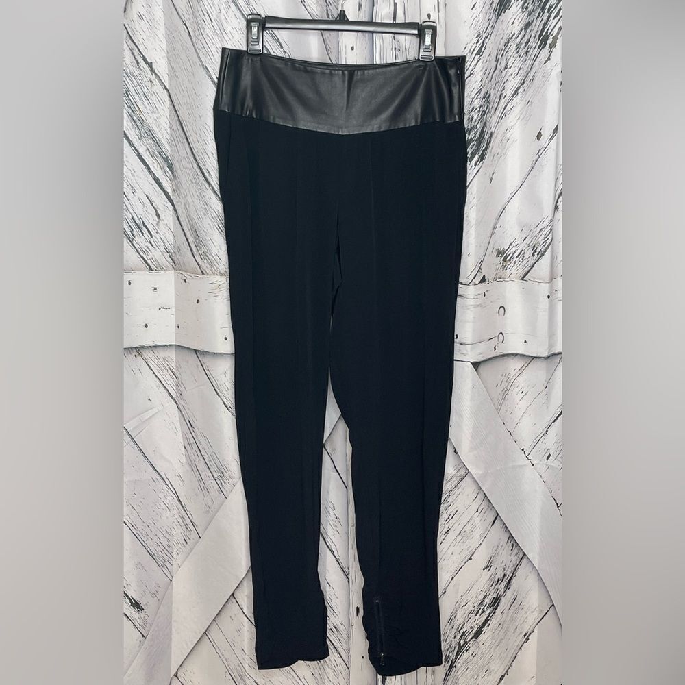 Fade To Blue Black Pants w/Faux Leather Waistband Zipper Ankle 28 (Size 6)